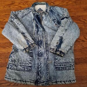 Vintage 90s Heavy Duty Fleece-Lined Acid-Washed Denim Jacket